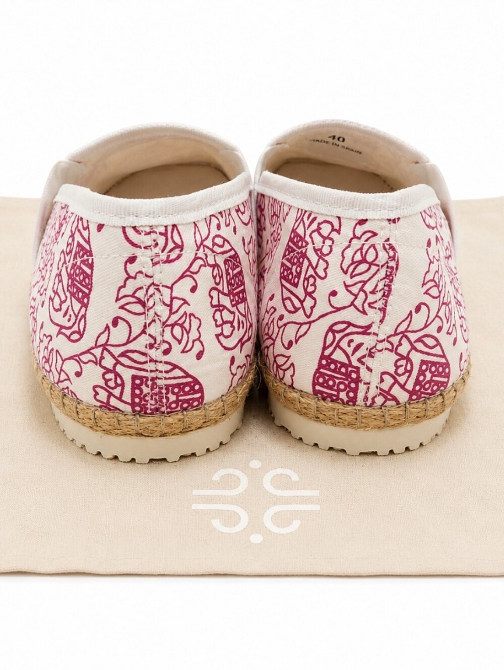 NIB House of Pom Elephant Pink Espadrilles Portugal Slip-On Flats Size 40 (W9) - Picture 2 of 6